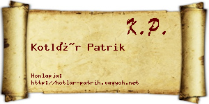 Kotlár Patrik névjegykártya